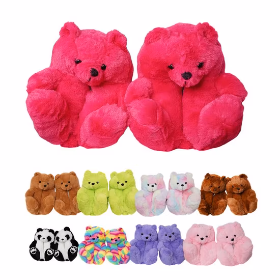 Peluche douce Animal mignon chaussures polaire hiver chambre pantoufles